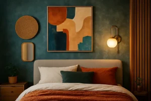 Slaapkamerwand als blikvanger: creatieve muurdecoratie met kleur, kunst en textuur